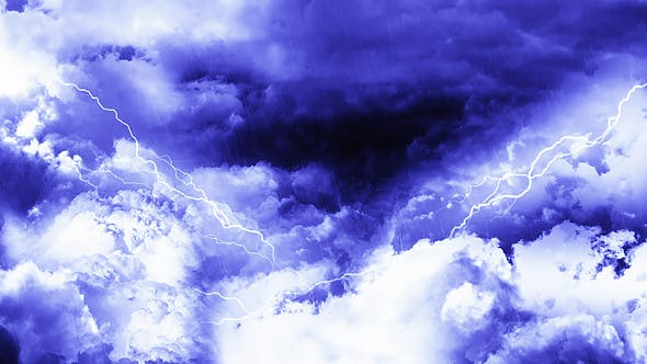 Travel Through Dark Night Thunder Clouds with Rain and Lightnings - Download Videohive 21436549
