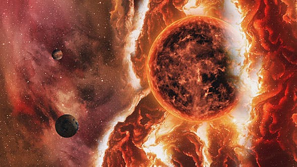 Travel Through Fire Space Nebula with Solar and Planets - 20651143 Download Videohive