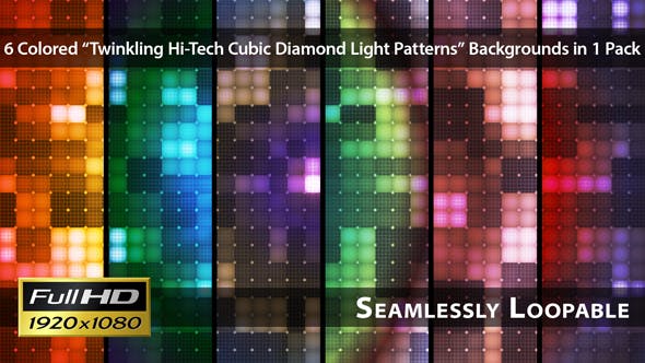 Twinkling Hi Tech Cubic Diamond Light Patterns Pack 01 - Videohive Download 6515695