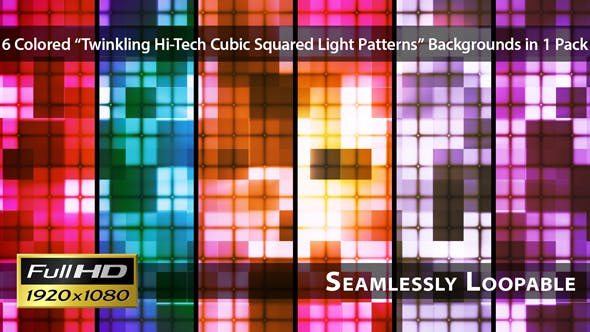 Twinkling Hi Tech Cubic Squared Light Patterns Pack 01 - 6807772 Download Videohive