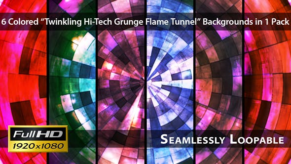 Twinkling Hi Tech Grunge Flame Tunnel Pack 01 - Videohive 4865897 Download