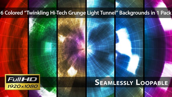 Twinkling Hi Tech Grunge Light Tunnel Pack 01 - Videohive 5997359 Download