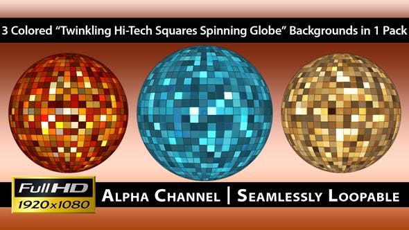 Twinkling Hi Tech Squares Spinning Globe Pack 01 - Download 3592466 Videohive