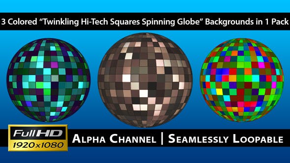 Twinkling Hi Tech Squares Spinning Globe Pack 02 - 3724642 Download Videohive