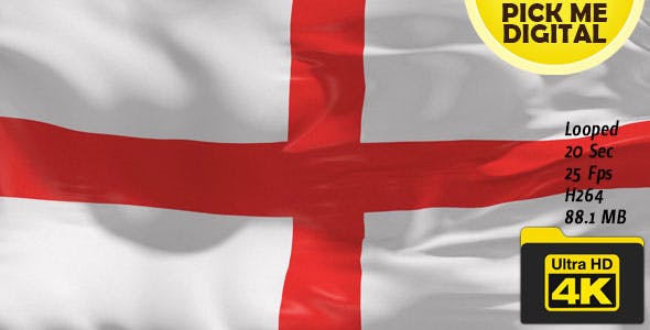 UK England Flag 4K - Videohive 20395200 Download