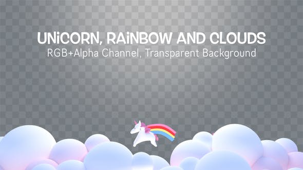 Unicorn, Rainbow and Clouds Overlay - Download 20459753 Videohive
