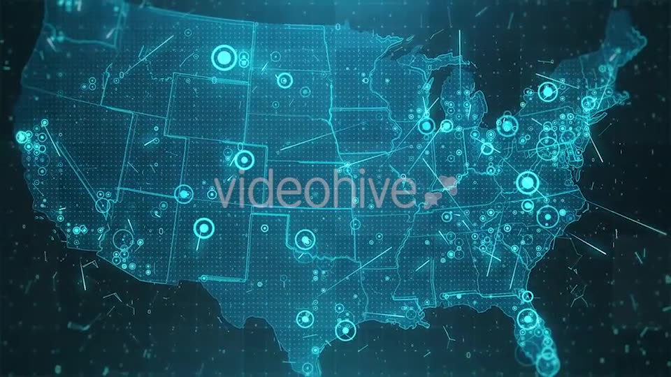 USA Map Background Cities Connections 4K Videohive 18271332 Motion Graphics Image 2