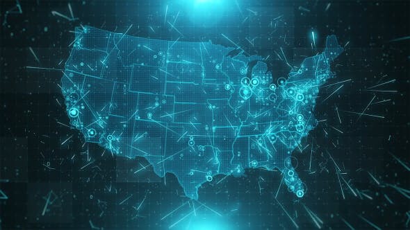 USA Map Background Cities Connections 4K - Videohive Download 18271332