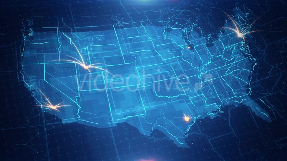 USA Map Connection 4K Videohive 17925840 Motion Graphics Image 2