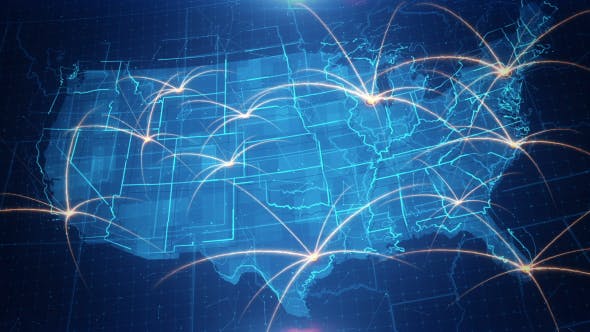 USA Map Connection 4K - Videohive Download 17925840