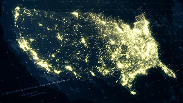 USA Map Night at Light 4K - 19202513 Download Videohive