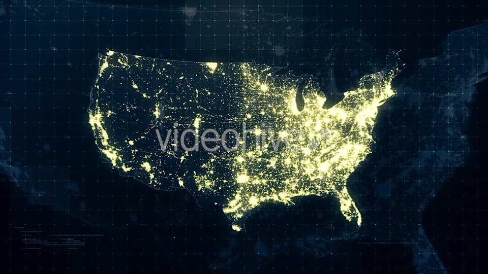USA Map Night Lighting Rollback 4K Videohive 19200013 Motion Graphics Image 6