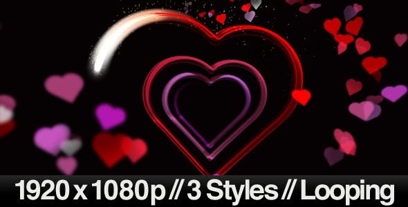 Valentines Day Hearts Animating 3 Looped Styles - Download 3203084 Videohive