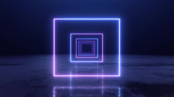 VJ Abstract Neon Square Tunnel - Download 23468365 Videohive