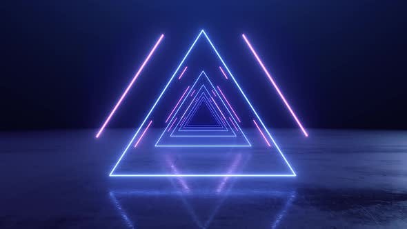 VJ Abstract Neon Triangle Tunnel - Download Videohive 23476437