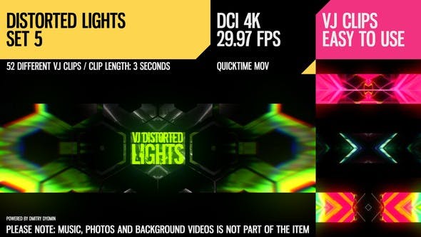 VJ Distorted Lights (4K Set 5) - Videohive Download 19201159