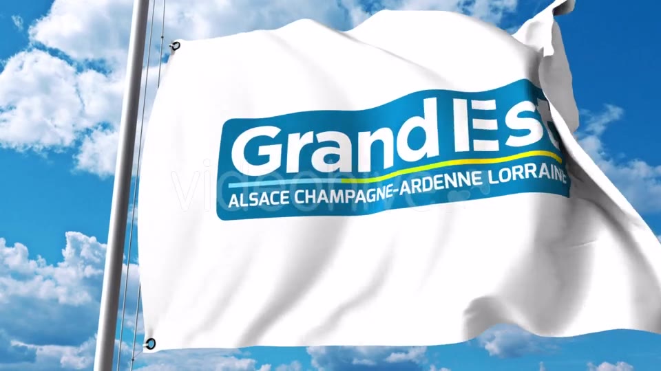 Waving Flag with Logo of Grand Est a Region of France Videohive 20924734 Motion Graphics Image 3