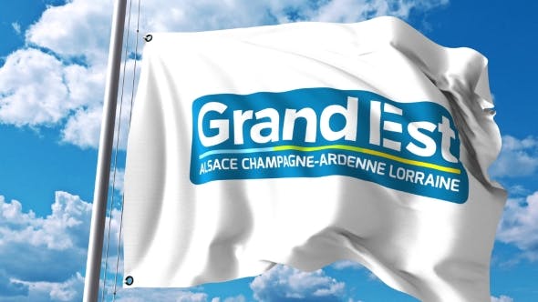 Waving Flag with Logo of Grand Est a Region of France - 20924734 Download Videohive