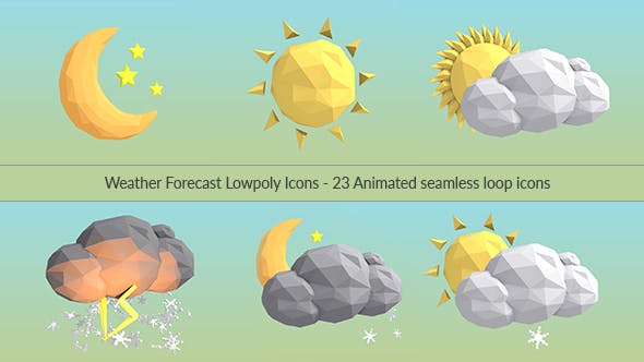 Weather Forecast Lowpoly Icons - Download Videohive 13538854