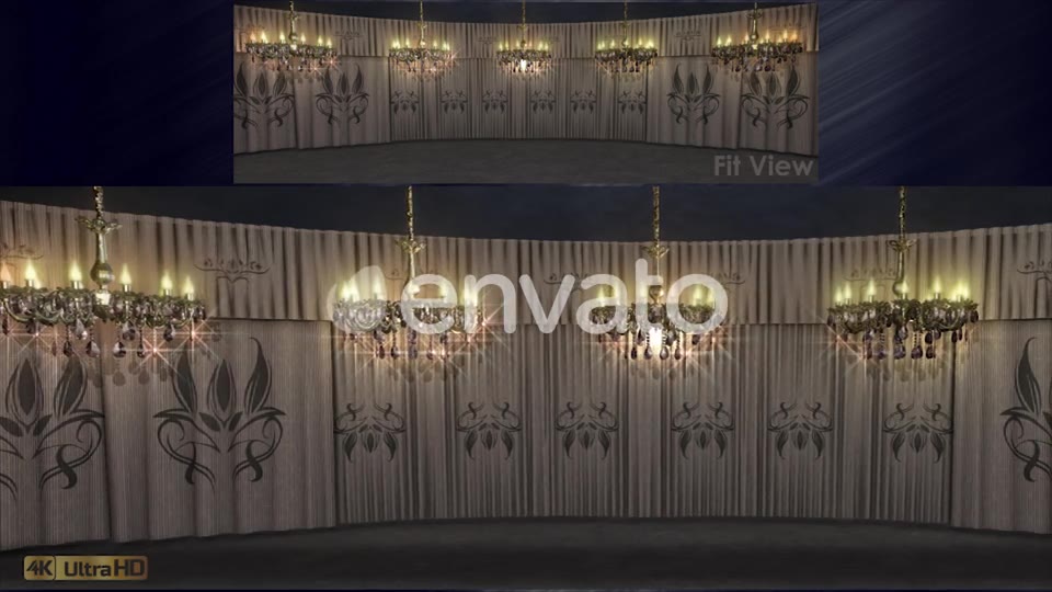 White Curtains Stage With Chandeliers Videohive 23185047 Motion Graphics Image 2