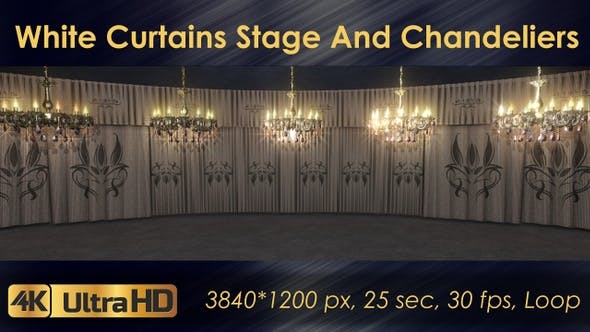 White Curtains Stage With Chandeliers - Download Videohive 23185047