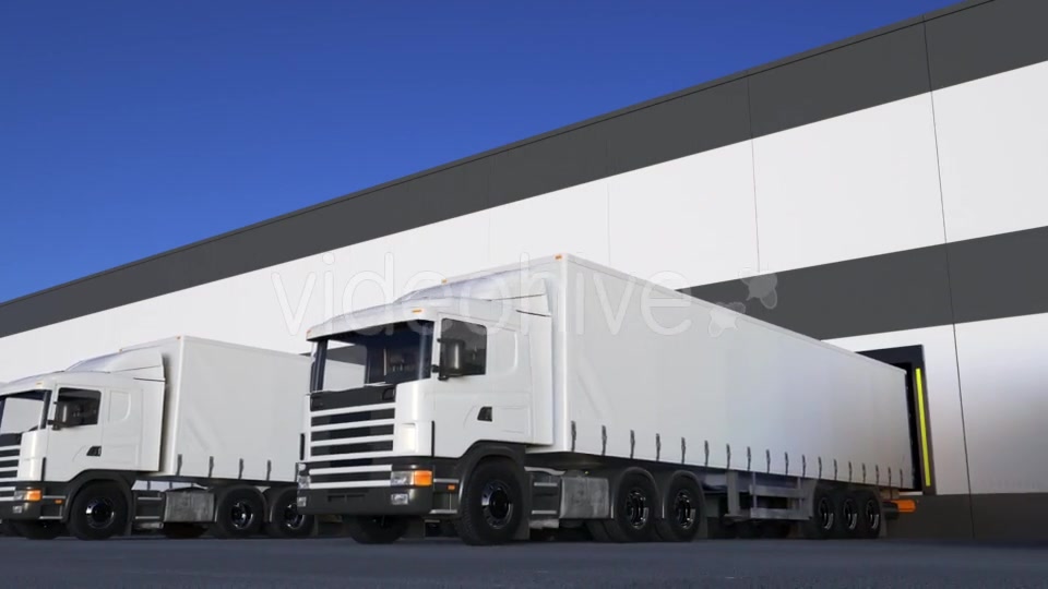 White Freight Semi Trucks Loading or Unloading Videohive 20430020 Motion Graphics Image 3