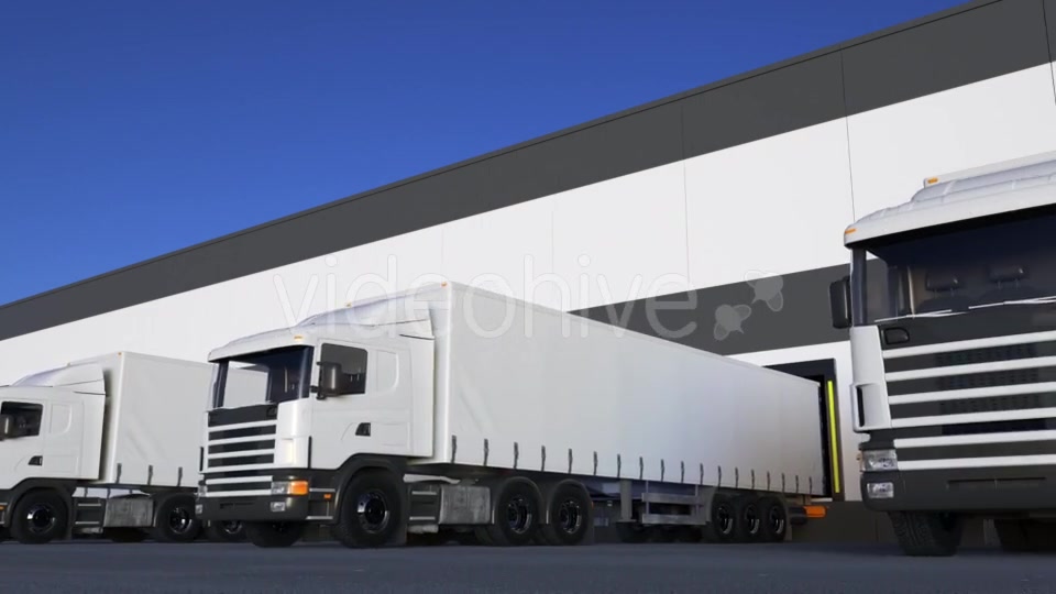 White Freight Semi Trucks Loading or Unloading Videohive 20430020 Motion Graphics Image 4