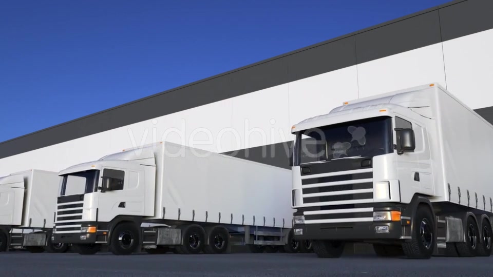 White Freight Semi Trucks Loading or Unloading Videohive 20430020 Motion Graphics Image 5