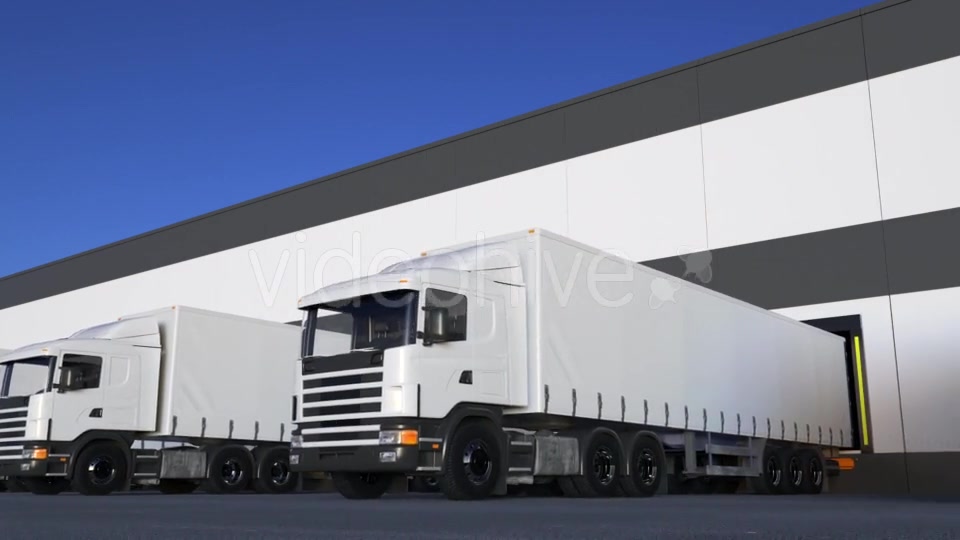 White Freight Semi Trucks Loading or Unloading Videohive 20430020 Motion Graphics Image 7
