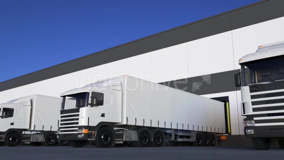 White Freight Semi Trucks Loading or Unloading Videohive 20430020 Motion Graphics Image 8