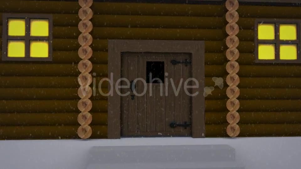 Winter Log Cabin Door Open Videohive 8955842 Motion Graphics Image 8