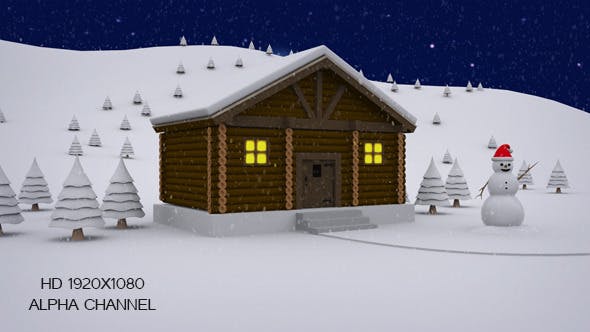 Winter Log Cabin Door Open - 8955842 Download Videohive