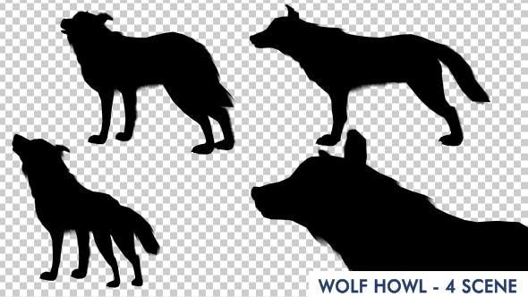 Wolf Howling Silhouette Animation 4 Scene - Download Videohive 19192028