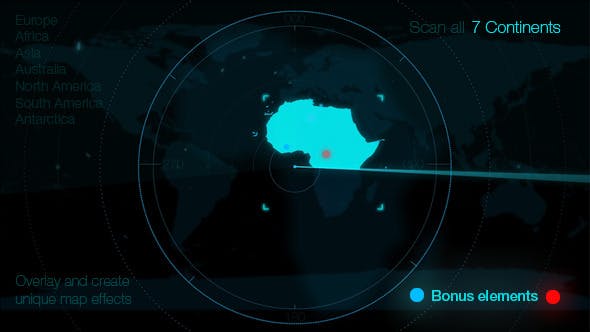 World Map Continent Scanner - Videohive Download 6432852