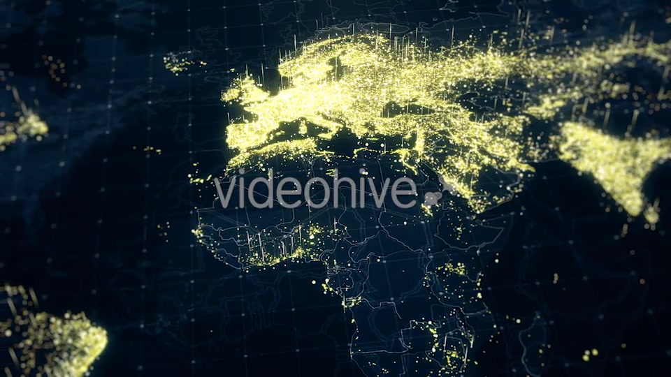 World Map Night Lighting Close View HD Videohive 19226293 Motion Graphics Image 6