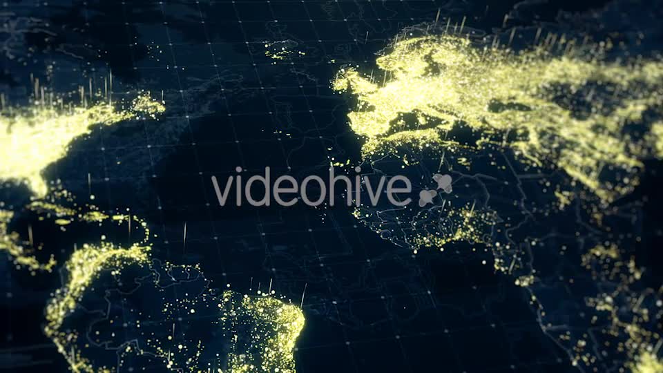 World Map Night Lighting Close View HD Videohive 19226293 Motion Graphics Image 8