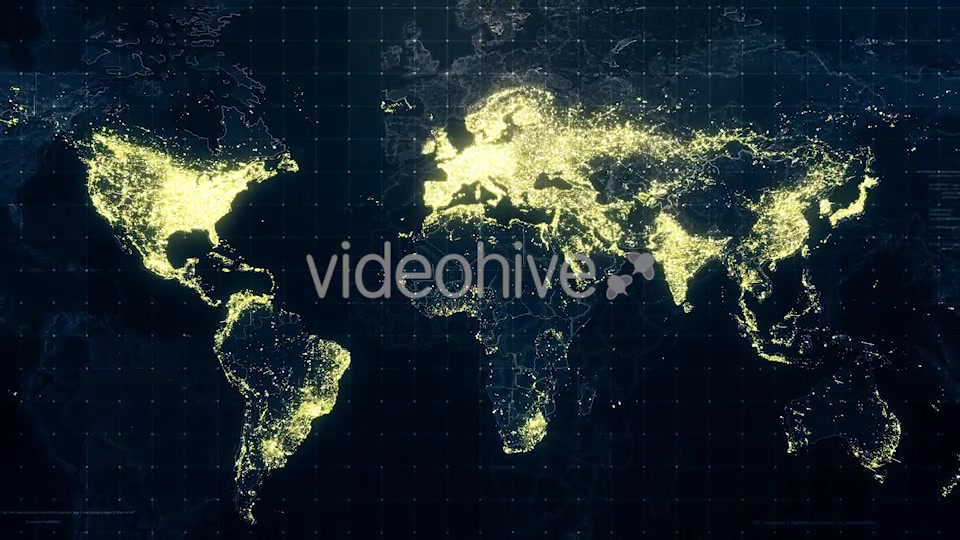 World Map Night Lighting Rollback 4K Videohive 19197777 Motion Graphics Image 3