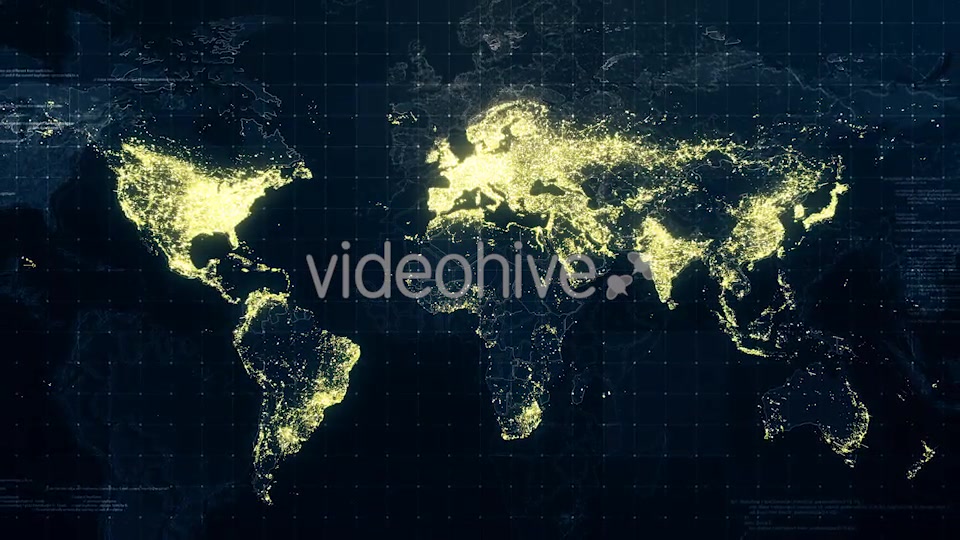 World Map Night Lighting Rollback 4K Videohive 19197777 Motion Graphics Image 4