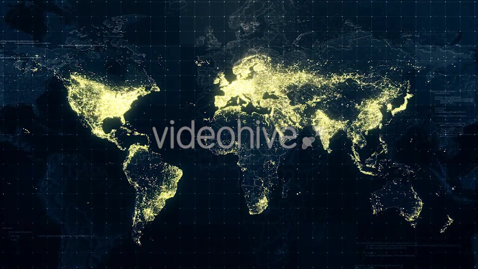 World Map Night Lighting Rollback 4K Videohive 19197777 Motion Graphics Image 5