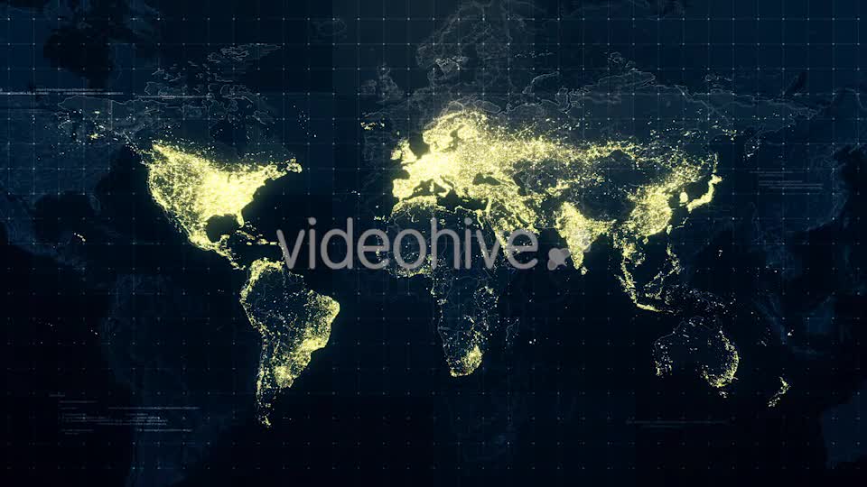 World Map Night Lighting Rollback 4K Videohive 19197777 Motion Graphics Image 8