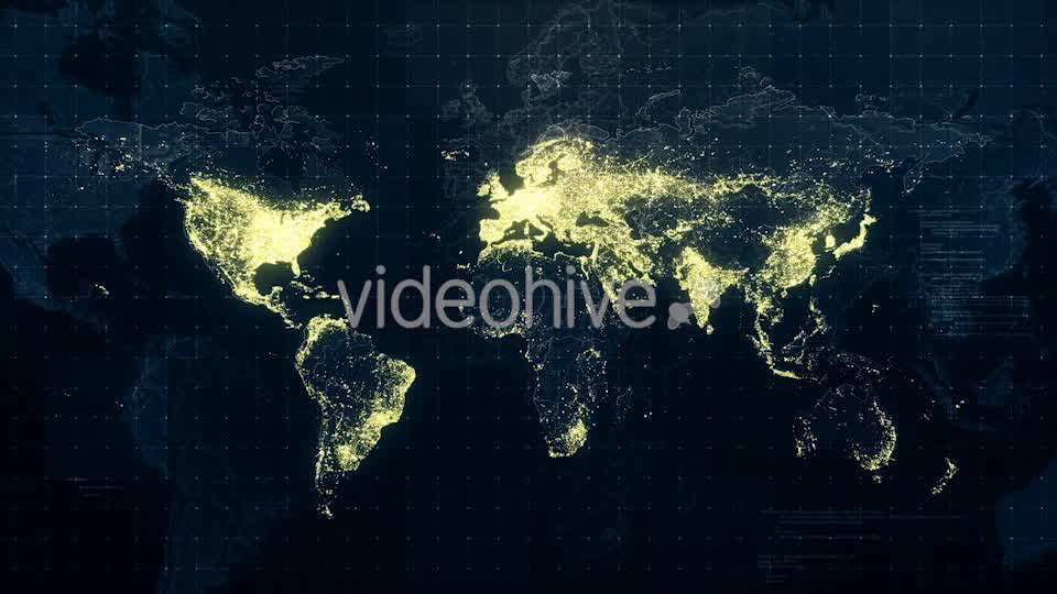 World Map Night Lighting Rollback 4K Videohive 19197777 Motion Graphics Image 9