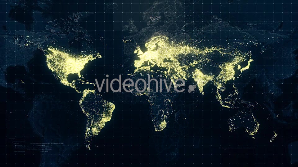 World Map Night Lighting Rollback HD Videohive 19226320 Motion Graphics Image 6