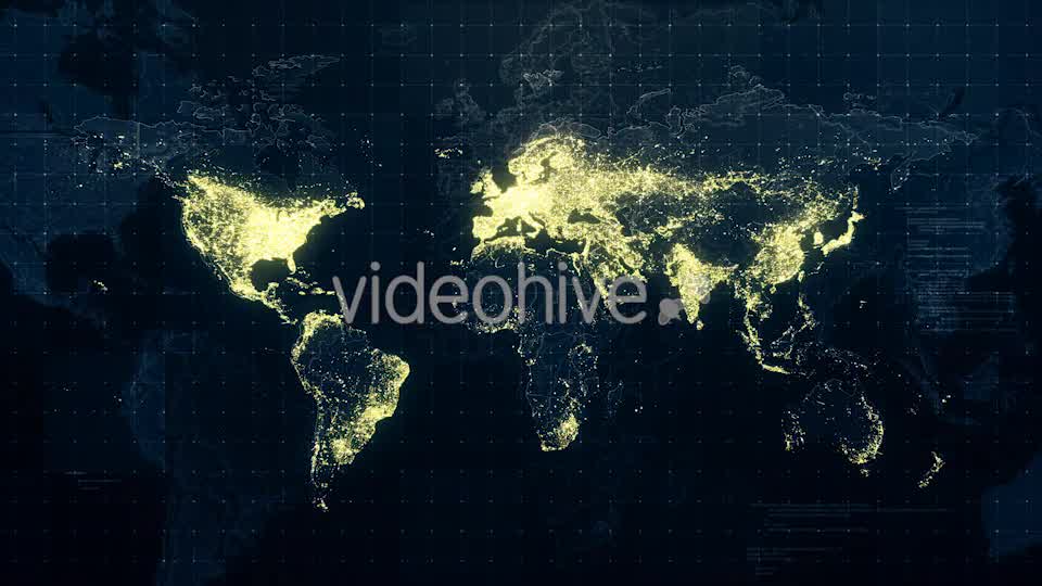World Map Night Lighting Rollback HD Videohive 19226320 Motion Graphics Image 9