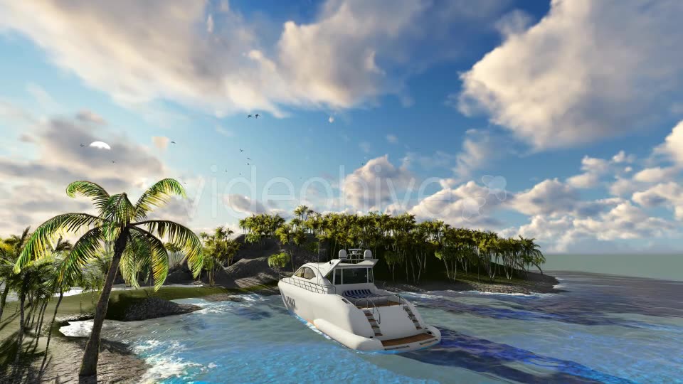 Yacht Near Palms Island Videohive 19230025 Motion Graphics Image 2