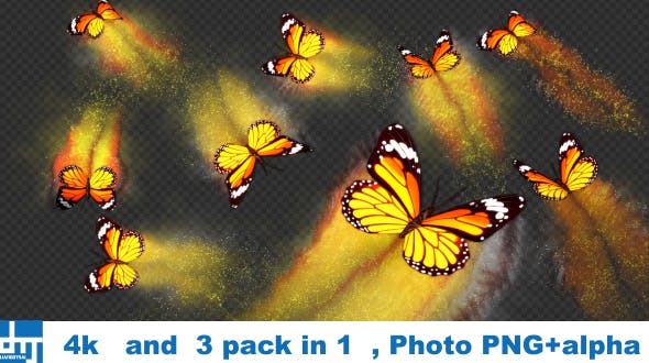 Yellow Butterfly Dynamic Flying Particle Tail - Download Videohive 18599655