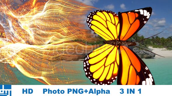 Yellow Butterfly Particle Trailing Flying Transtion 3 In 1 - Download Videohive 19099442