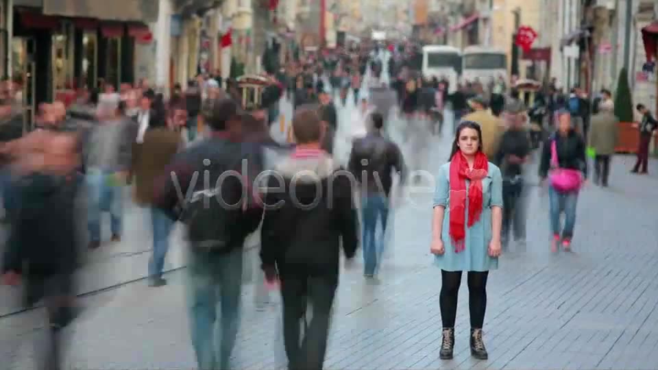 Young Woman Standing In Busy City Street  Videohive 7835506 Stock Footage Image 2