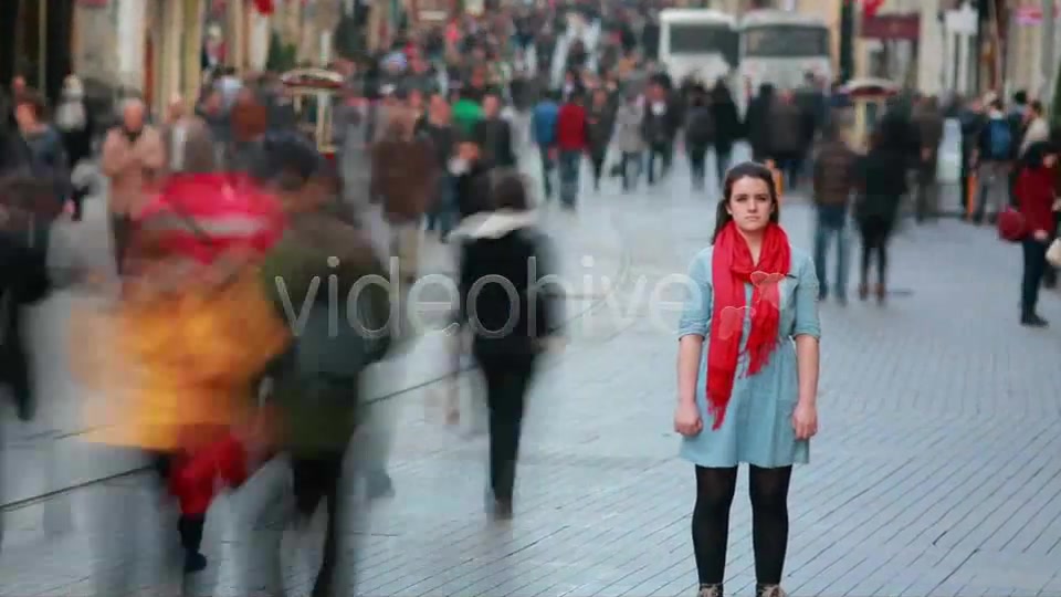 Young Woman Standing In Busy City Street  Videohive 7835506 Stock Footage Image 4