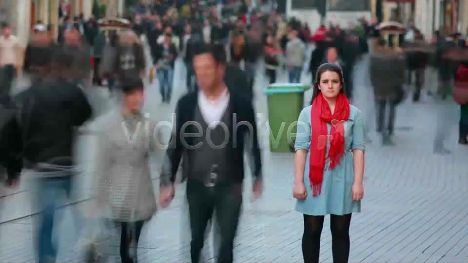 Young Woman Standing In Busy City Street  Videohive 7835506 Stock Footage Image 5