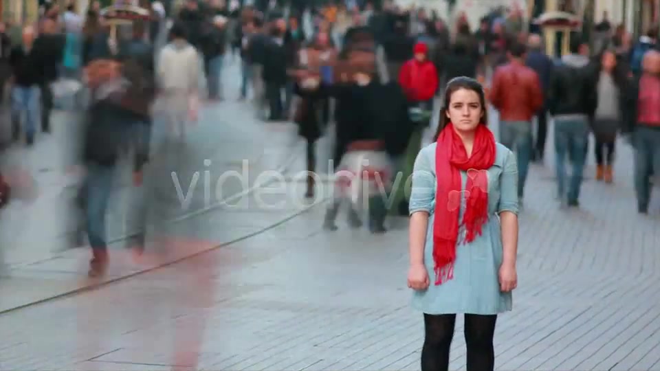 Young Woman Standing In Busy City Street  Videohive 7835506 Stock Footage Image 6